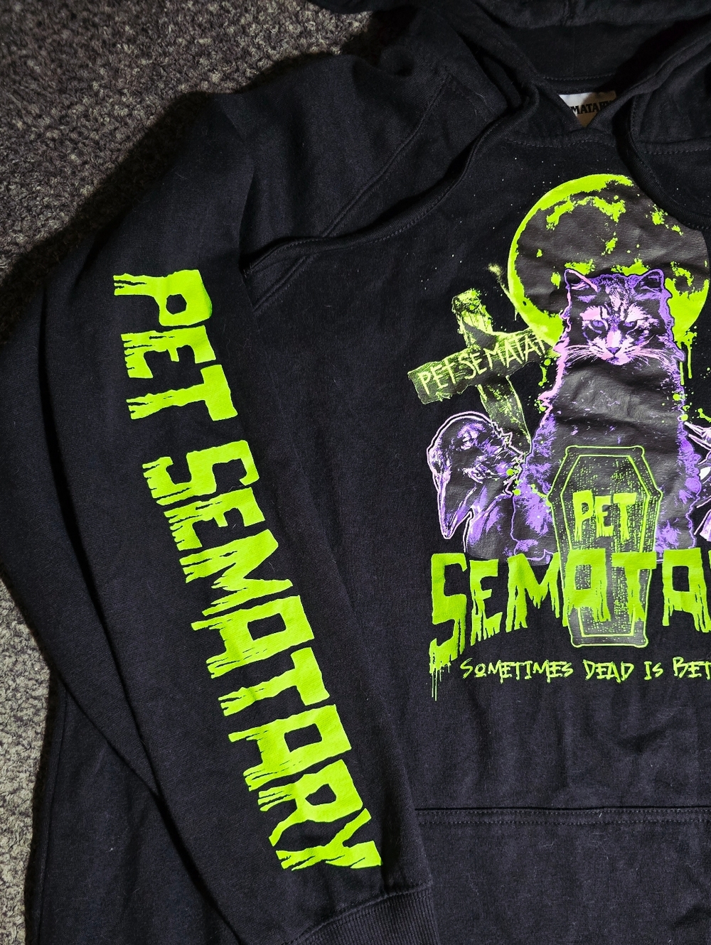 Pet Sematary Hoodie Torrid 2X Black Horror Graphic Neon Green Stephen King Goth - Picture 3 of 7
